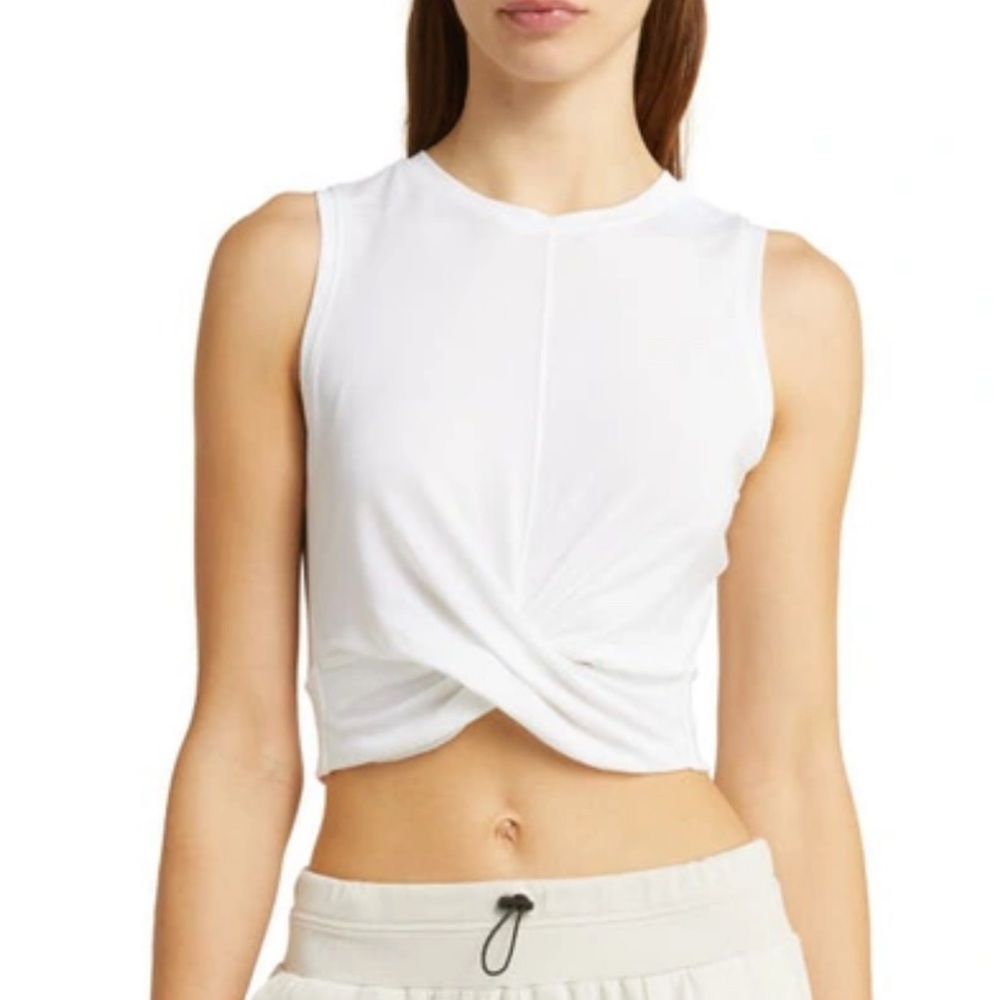 NWOT Zella Work For It Twist Crop Tank - White - Medium